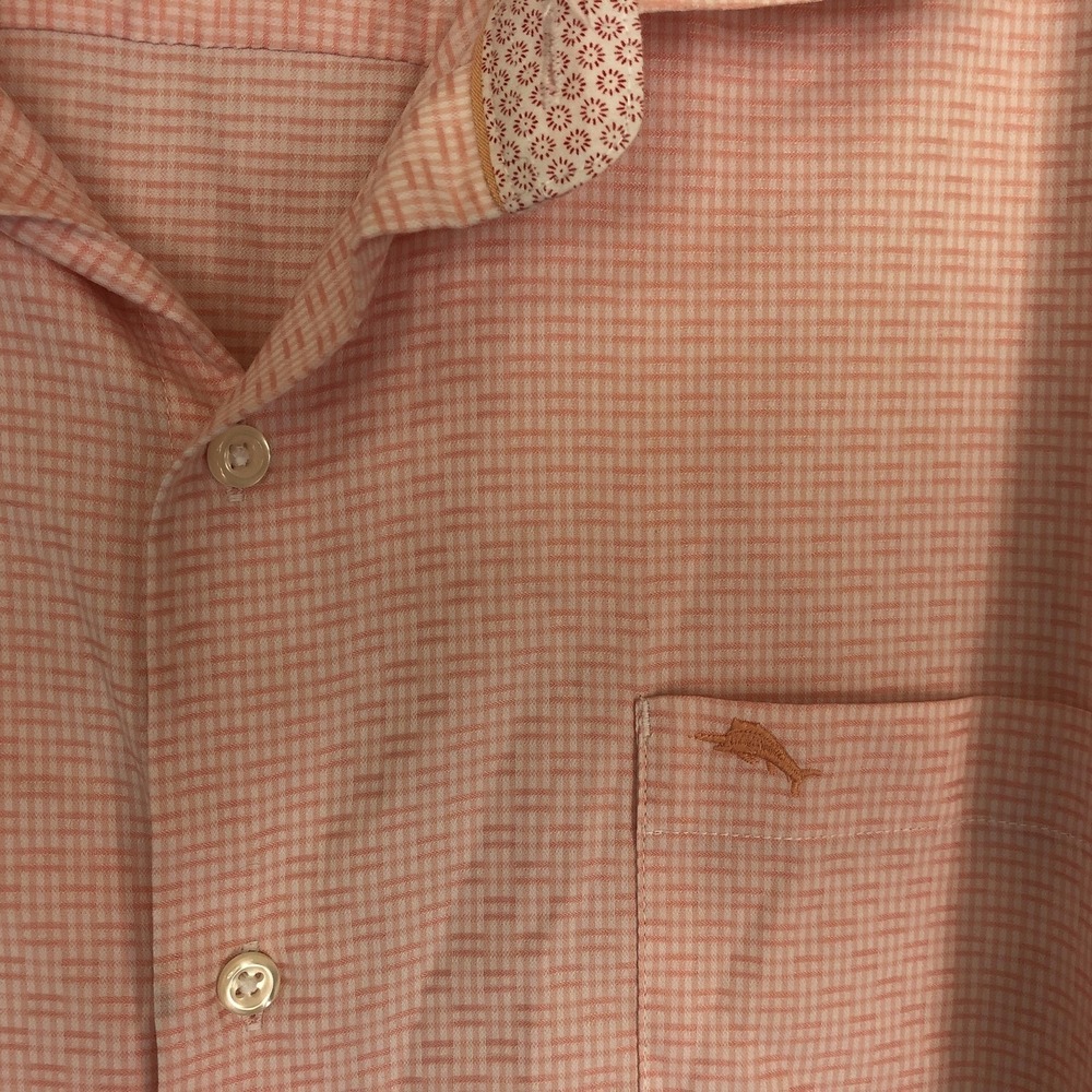 Tommy Bahama Mens XL Pink Check Sarasota Stretch Long Sleeve Button Front Shirt - Picture 3 of 11